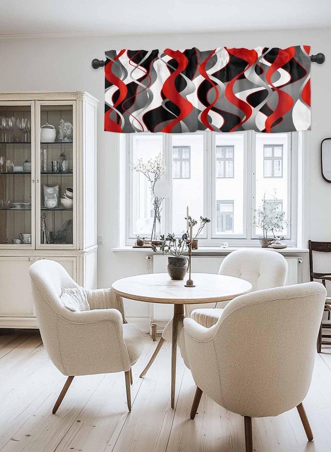 LooPoP Valance for Windows Red Black Lines Curtains Valances Modern Abstract Stripes Short Curtains Rod Pocket Window Treatment for Kitchen Living Room Bedroom Bathroom Cafe Decor 1 Panel 54x18 Inch - Image 3